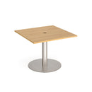 Eternal Square Meeting Table With Circular Cut-Out - Oak - NWOF
