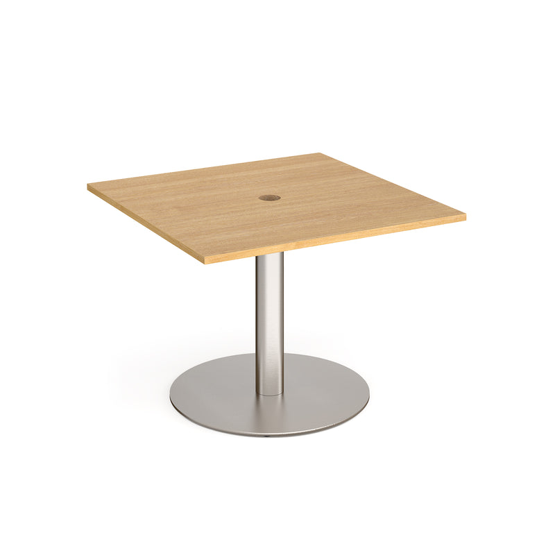 Eternal Square Meeting Table With Circular Cut-Out - Oak - NWOF