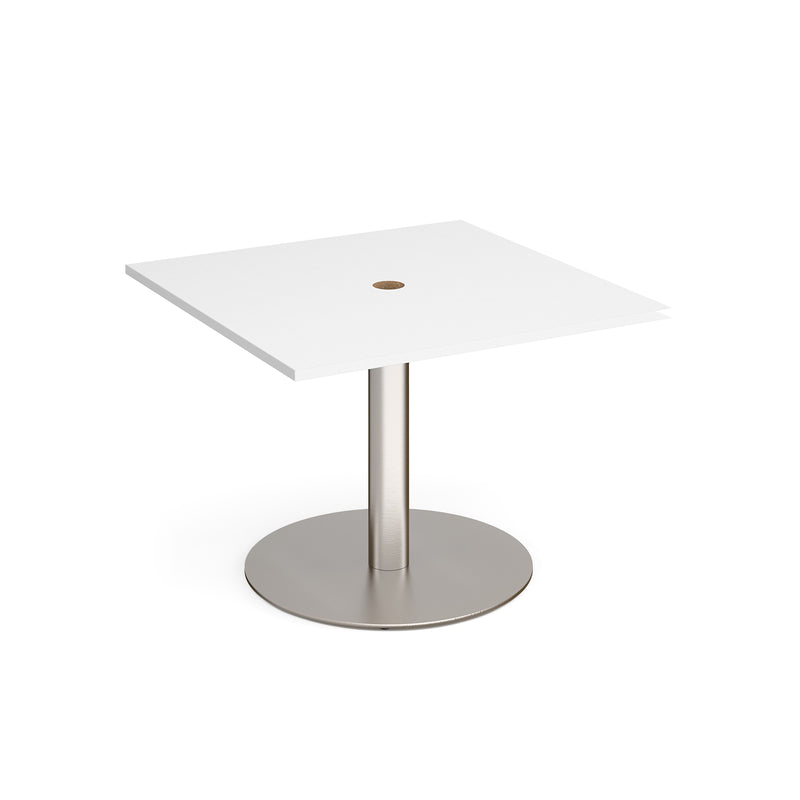 Eternal Square Meeting Table With Circular Cut-Out - White - NWOF