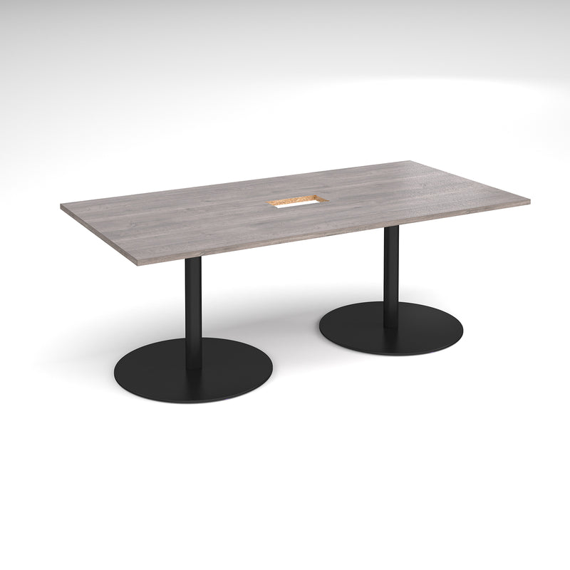 Eternal Rectangular Boardroom Table With Central Cut-Out - Grey Oak - NWOF