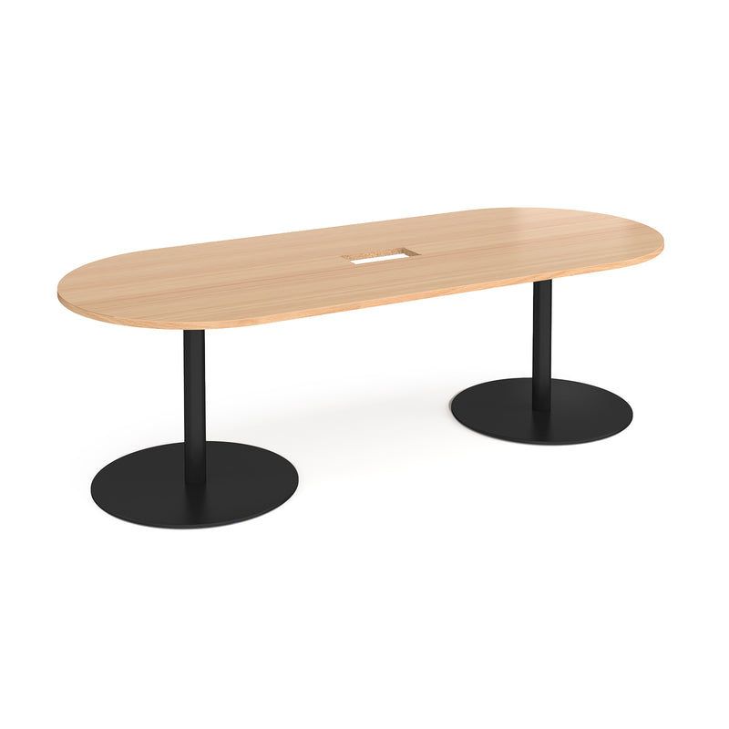 Eternal Radial End Boardroom Table With Central Cut-Out 2400mm x 1000mm - Beech - NWOF