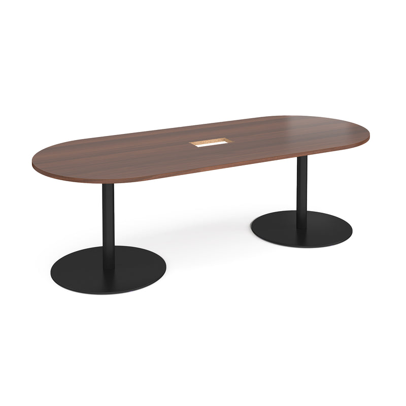 Eternal Radial End Boardroom Table With Central Cut-Out 2400mm x 1000mm - Walnut - NWOF