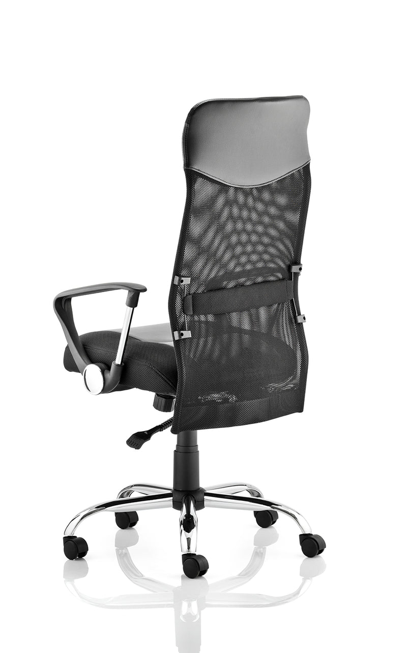 Vegas Executive Chair Black Leather Seat With Black Mesh Back & Leather Headrest - NWOF