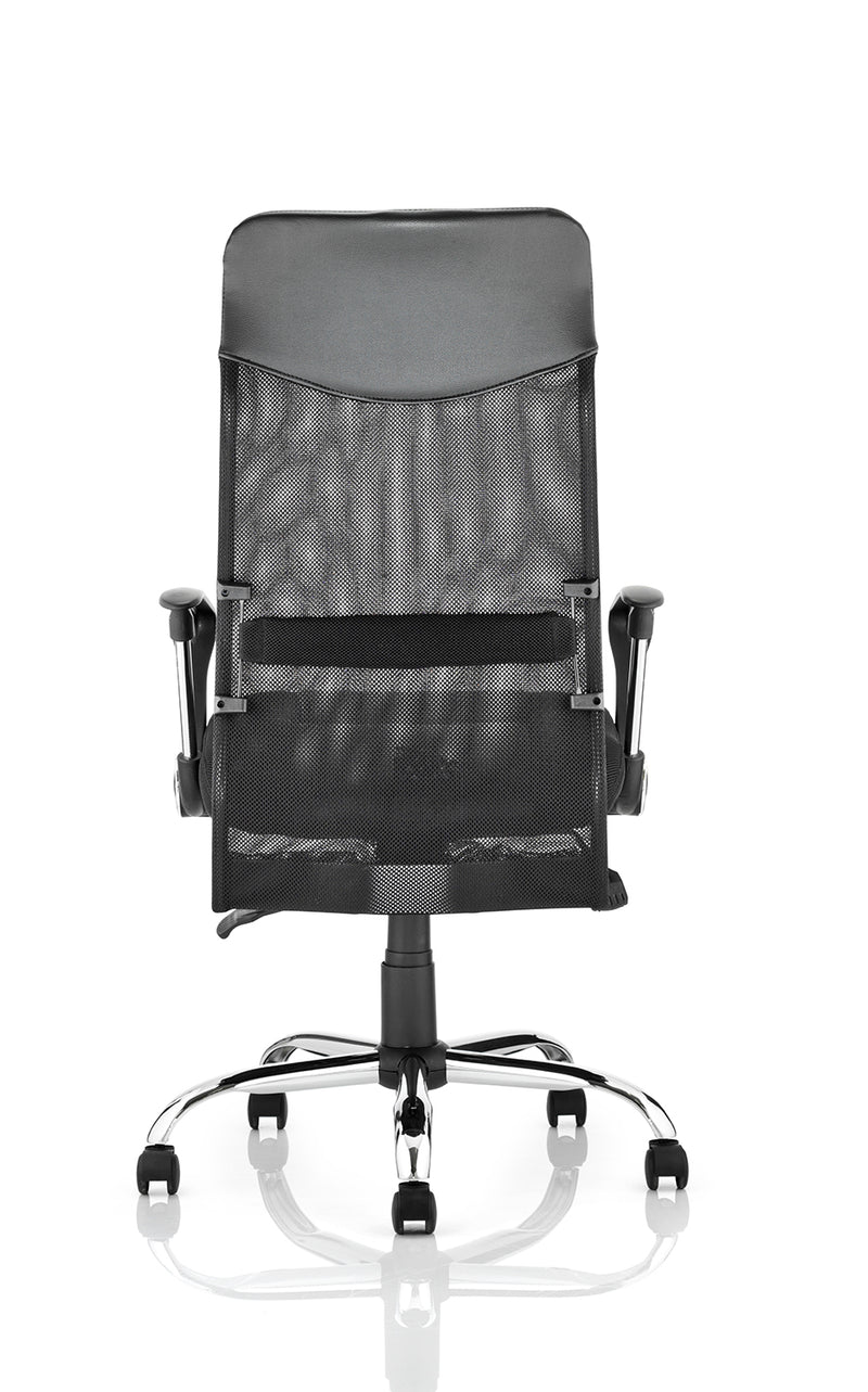 Vegas Executive Chair Black Leather Seat With Black Mesh Back & Leather Headrest - NWOF