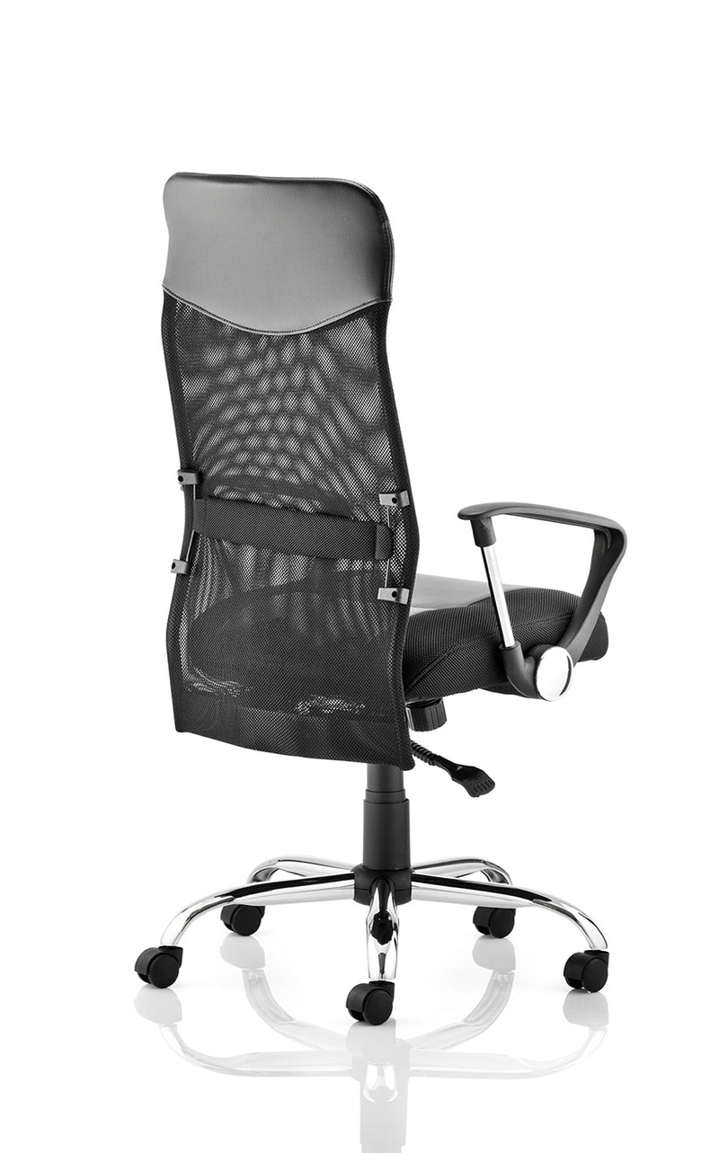 Vegas Executive Chair Black Leather Seat With Black Mesh Back & Leather Headrest - NWOF