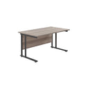 TC Office Twin Upright 800mm Deep Rectangular Desk - Grey Oak - NWOF