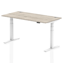 Air 800mm Deep Height Adjustable Desk With Cable Ports - Grey Oak - NWOF