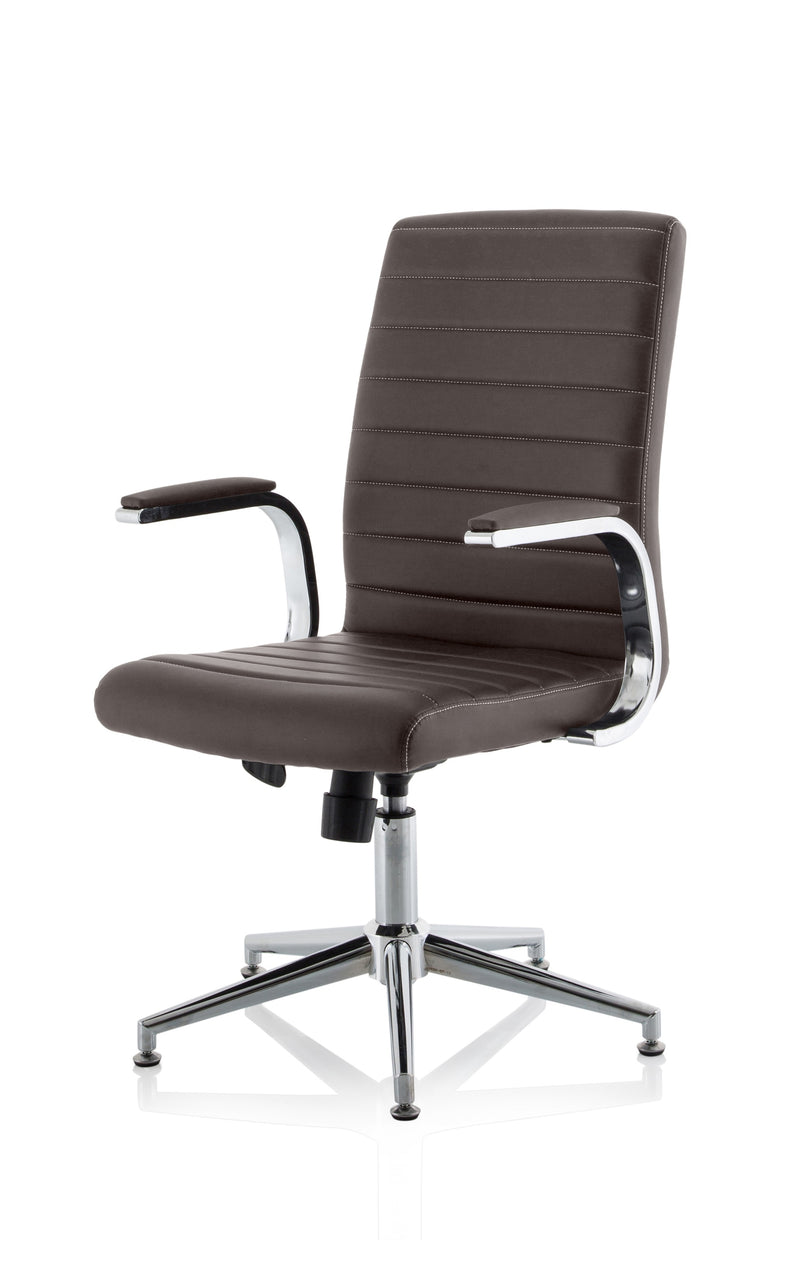 Ezra Executive Brown Leather Chair with Glides - NWOF