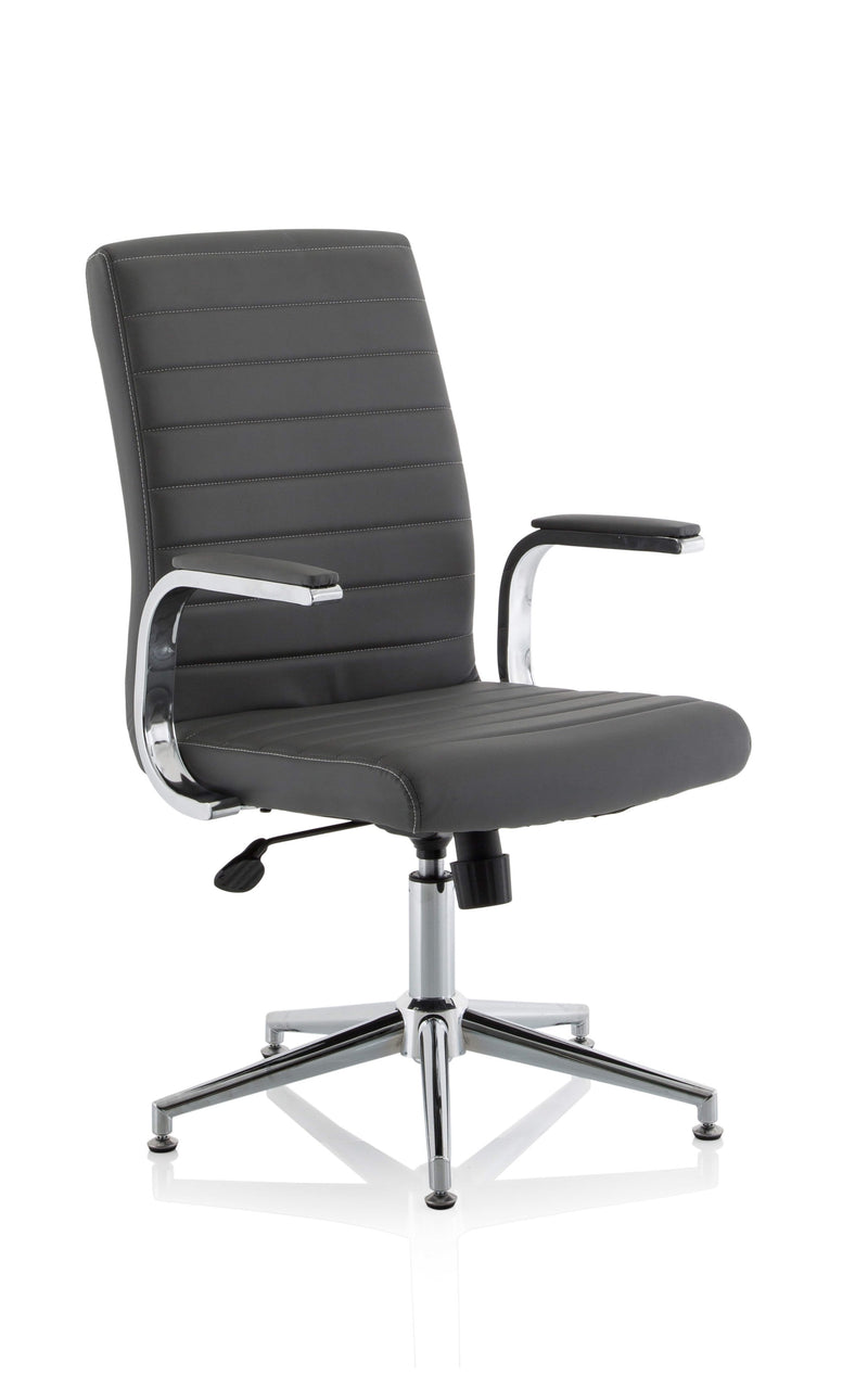 Ezra Executive Grey Leather Chair with Glides - NWOF