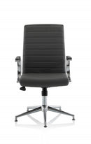 Ezra Executive Grey Leather Chair with Glides - NWOF