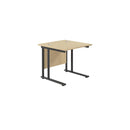 TC Office Twin Upright 800mm Deep Rectangular Desk - Maple - NWOF