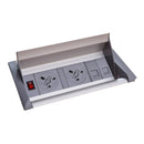 Aero Fliptop In-Table Power Module 2 x UK Sockets & 2 x RJ45 Sockets - Grey/Silver - NWOF
