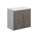 Dams Duo Double Door Cupboard in white and grey oak finish, showing the sleek storage design with two spacious doors.