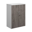 White and grey oak Duo Double Door Cupboard by Dams with sleek modern design and spacious interior storage.