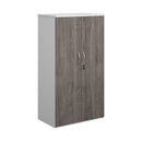 Dams Duo double door cupboard in white and grey oak finish, featuring sleek modern storage with two spacious doors.