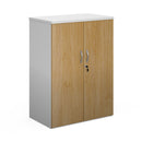 White and oak Duo Double Door Cupboard by Dams with sleek double doors and modern design, perfect for storage in living spaces