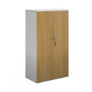 Dams Duo Double Door Cupboard in white and oak finish, showing sleek double doors and modern wood accents.