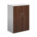 Dams Duo Double Door Cupboard in white and walnut finish, featuring sleek double doors and modern storage design.