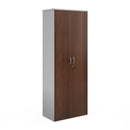 Dams Duo Double Door Cupboard in white and walnut finish, featuring two doors and interior shelving for storage.