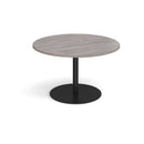 Eternal Circular Boardroom Table by Dams in Grey Oak finish, showing a sleek round tabletop with sturdy base design.