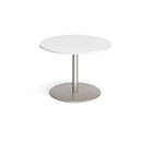 White Dams Eternal Circular Boardroom Table with sleek design and smooth surface, ideal for professional conference rooms.