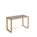 Dams Cairo straight desk with Kendal Oak finish and sleigh frame legs, modern office furniture with clean lines and sturdy design.