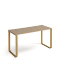 Dams Cairo straight desk with Kendal Oak finish and sleigh frame legs, showcasing a modern office workspace with clean lines.
