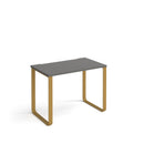 Dams Cairo straight desk with sleigh frame legs in onyx grey, modern office furniture with sleek design and sturdy construction.