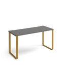 Dams Cairo straight desk with sleigh frame legs in onyx grey, modern office furniture with sleek design and sturdy construction.