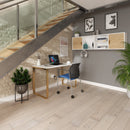 White Cairo straight desk with sleigh frame legs by Dams, showcasing a sleek, modern office workspace with smooth surface.