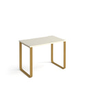 White Cairo straight desk with sleigh frame legs by Dams, showing a modern office workspace with clean lines and sturdy construction.