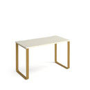 White Cairo straight desk with sleigh frame legs by Dams, showing a sleek modern office desk with clean lines and sturdy construction.