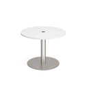 White Dams Eternal Circular Meeting Table with central circular cut-out, modern design, suitable for office or conference room settings.