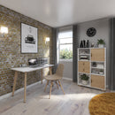 Giza straight desk with wooden legs in Kendal Oak finish by Dams, showcasing its sleek design and natural wood grain.
