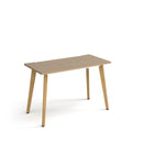 Dams Giza straight desk with wooden legs in Kendal Oak finish, featuring a sleek modern design and spacious workspace.
