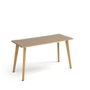 Dams Giza Straight Desk with wooden Kendal Oak legs, featuring a sleek surface and modern design for home or office use.