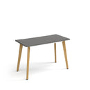 Dams Giza Straight Desk with Onyx Grey tabletop and wooden legs, modern office desk with clean lines and sturdy construction