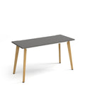 Dams Giza Straight Desk with Onyx Grey finish and wooden legs, modern office desk with clean lines and sturdy design.