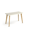 Giza straight desk with wooden legs in white, modern office furniture by Dams, featuring sleek design and clean lines