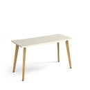 Giza straight desk with wooden legs in white finish by Dams, showing clean modern design and sturdy wooden legs.