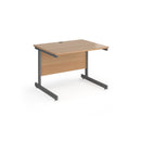 Dams Contract 25 800mm deep straight desk with beech finish and cantilever legs, featuring a modern office workspace design.