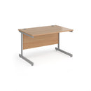 Dams Contract 25 800mm deep straight desk with cantilever legs in beech finish, showing the desk's clean, modern design and sturdy construction.