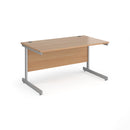 Dams Contract 25 800mm deep straight desk with beech finish and cantilever legs, ideal for office workspace or study areas.