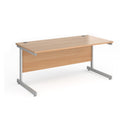Dams Contract 25 800mm deep straight desk with beech finish and cantilever legs, showcasing a sleek office workspace.
