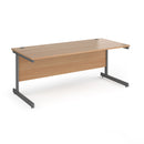 Dams Contract 25 800mm deep straight desk with beech finish and cantilever legs, showcasing a modern office workspace setup.