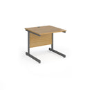 Dams Contract 25 800mm deep straight desk with oak finish and cantilever legs, showcasing a modern office workspace.