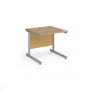 Dams Contract 25 800mm deep straight oak desk with cantilever legs, showcasing a modern office workspace design