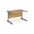 Dams Contract 25 800mm deep straight desk with oak finish and cantilever legs, showcasing a modern office workspace.