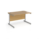Dams Contract 25 800mm deep straight oak desk with cantilever legs, featuring a clean, modern office workspace design.