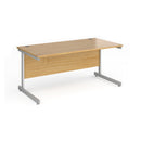 Dams Contract 25 oak straight desk with 800mm depth and cantilever legs, showcasing a sleek modern office workspace.
